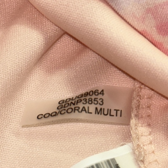 Guess Coral Multicolored Floral Halter Keyhole Side Ruching Bodycon Dress Size 6 - Picture 8 of 13